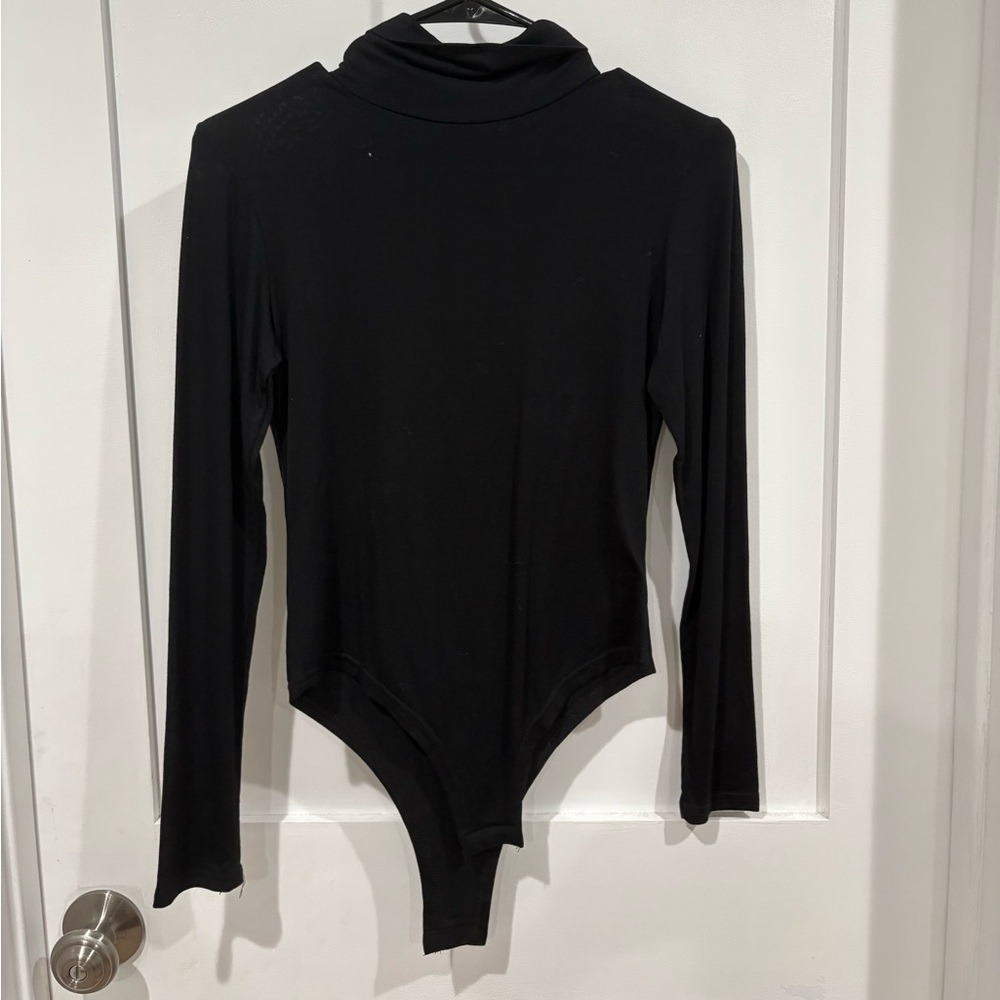 Nasty Gal Black Mock Neck Body suit